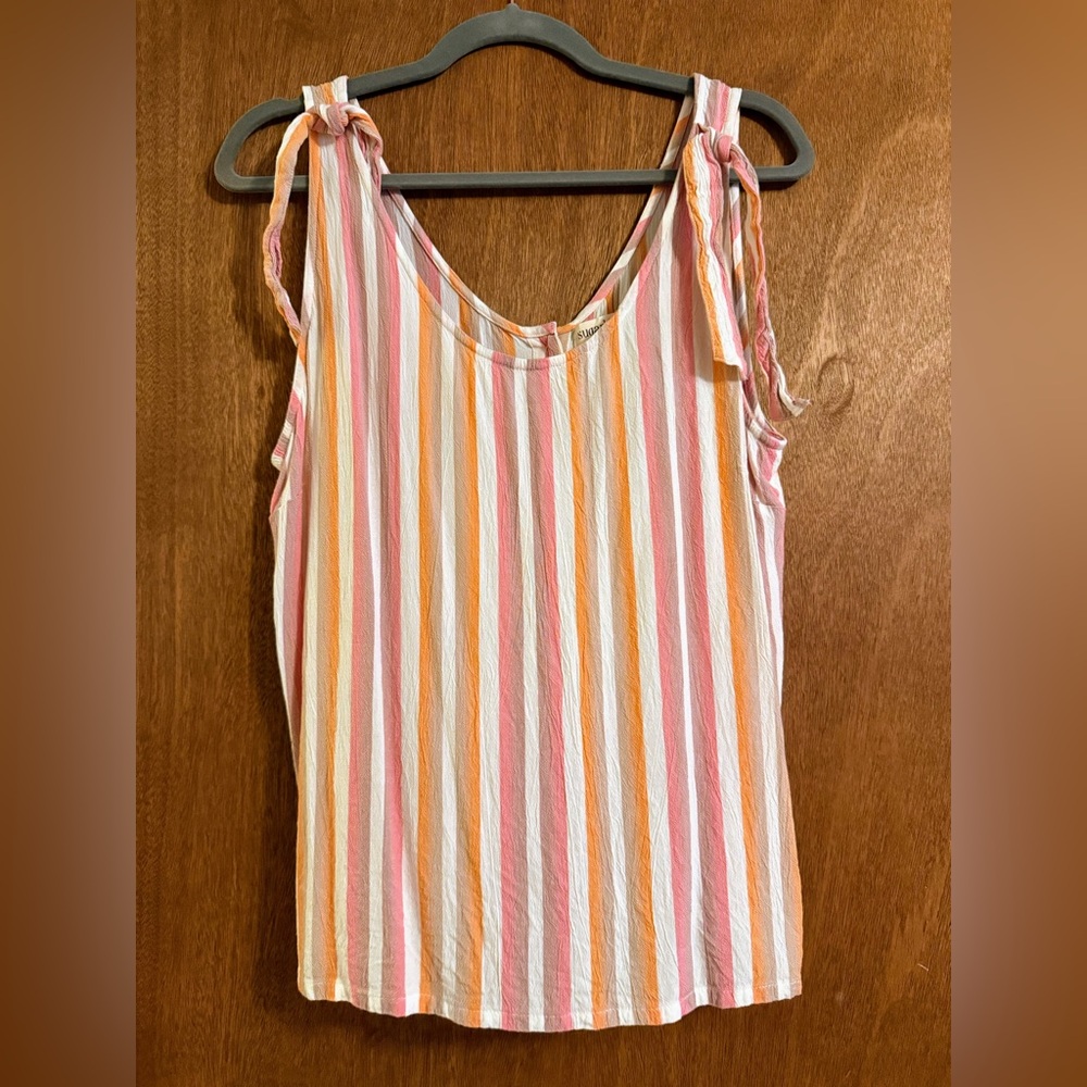 Striped Pink and Orange Sleeveless Top